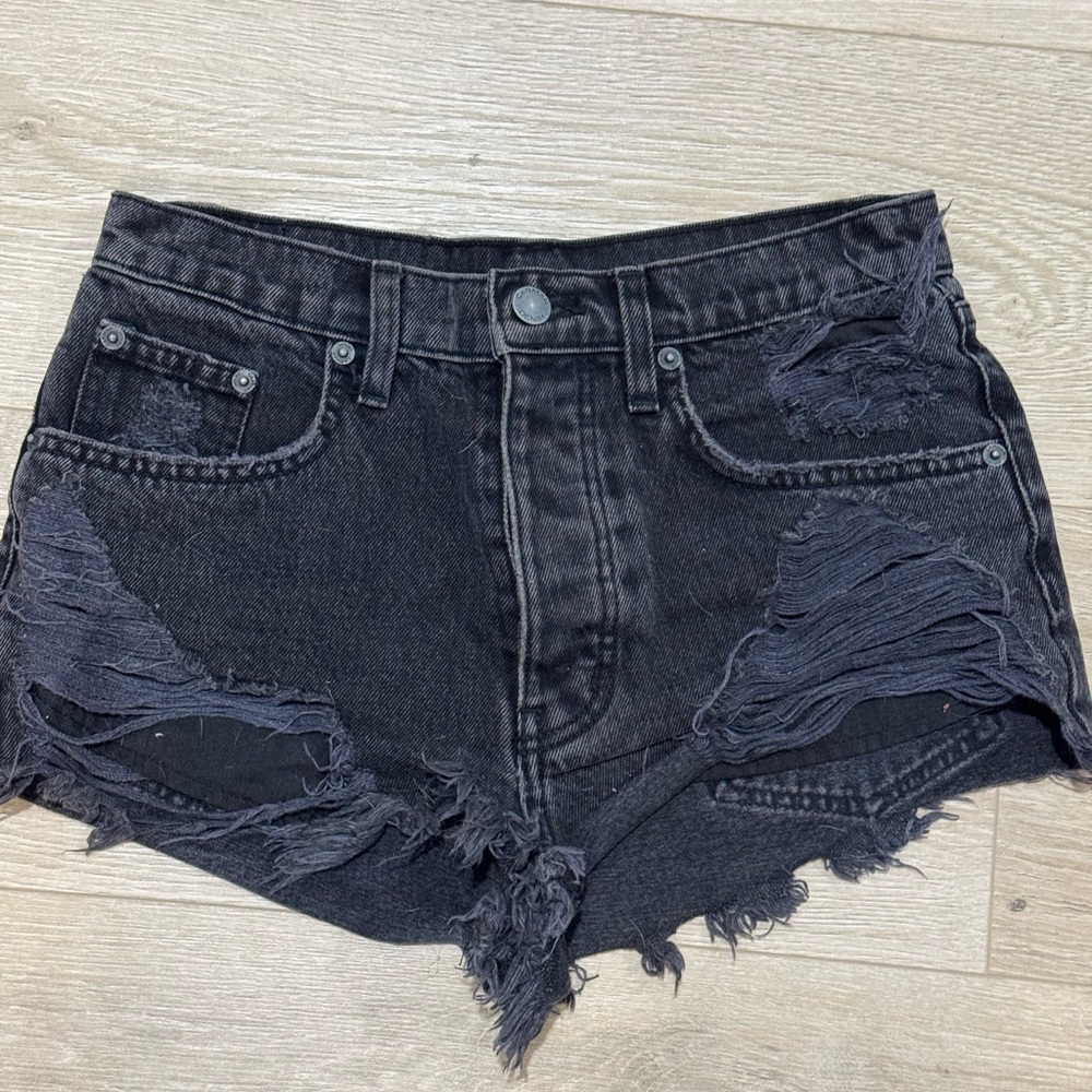 CARMAR Distressed Black Denim Shorts